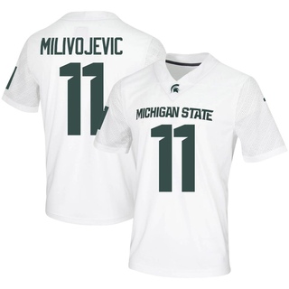 Alessio Milivojevic Game White Youth Michigan State Spartans Football Jersey