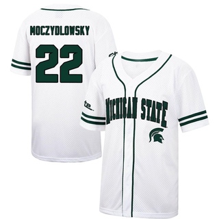 Gavin Moczydlowsky Replica White Men's Michigan State Spartans Colosseum /Green Free Spirited Baseball Jersey