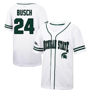 Sam Busch Replica White Men's Michigan State Spartans Colosseum /Green Free Spirited Baseball Jersey